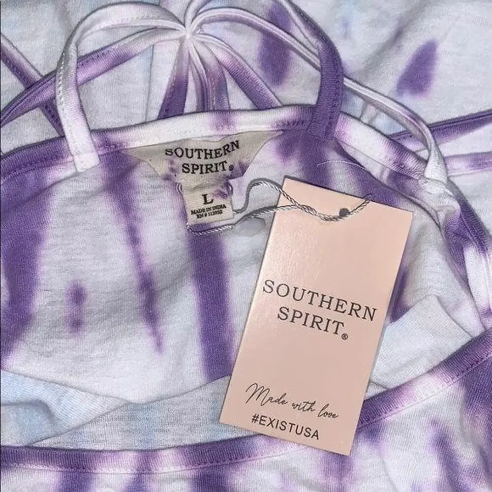 Southern Spirit Womens Strappy Tank Top Tie Dye Maybe Next Year Purple Large